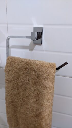 Stainless Steel Square Napkin Ring Modern Bath Towel Stand | Towel Holder | Towel Hanger Silver BA2111-001 photo review